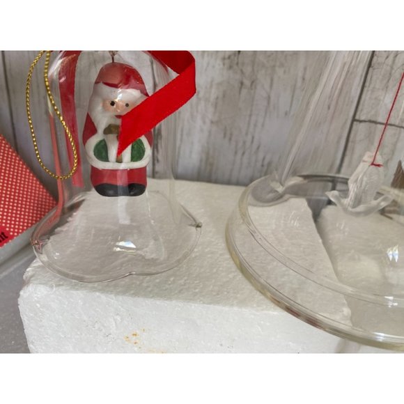 Vintage L'il Chimers Crystal Glass Bell CHRISTMAS ORNAMENT, Bear Santa - Picture 6 of 8
